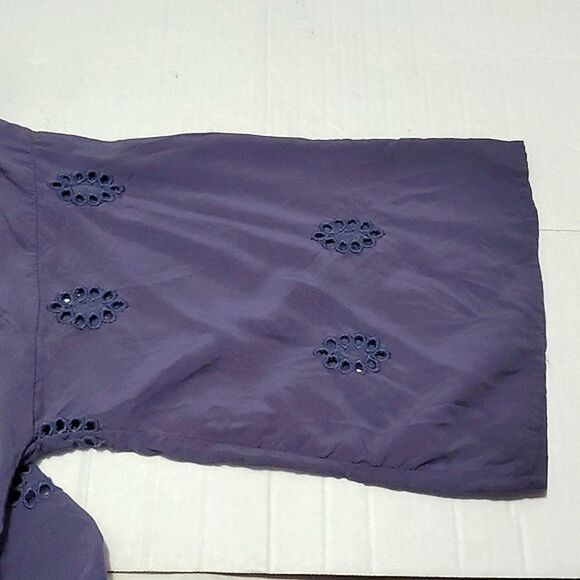 Blue Gray Boho Romantic Eyelet Fitted Waist Longline Duster Cardigan - Picture 8 of 11